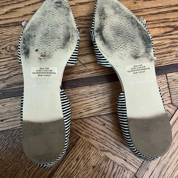 Fur Chic Striped Women's Flats - Picture 4 of 4
